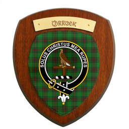 ScotsTee Shop Scottish Orrock Clan Crest Scottish Tartan Wooden Wall Plaque