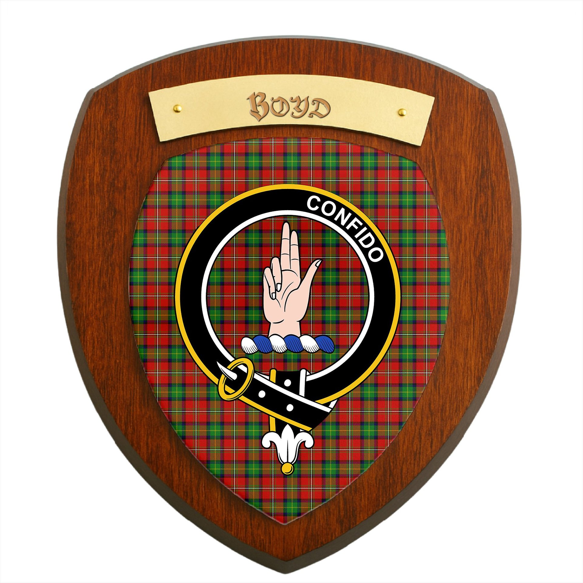 ScotsTee Shop Scottish Boyd Modern Clan Crest Scottish Tartan Wooden Wall Plaque
