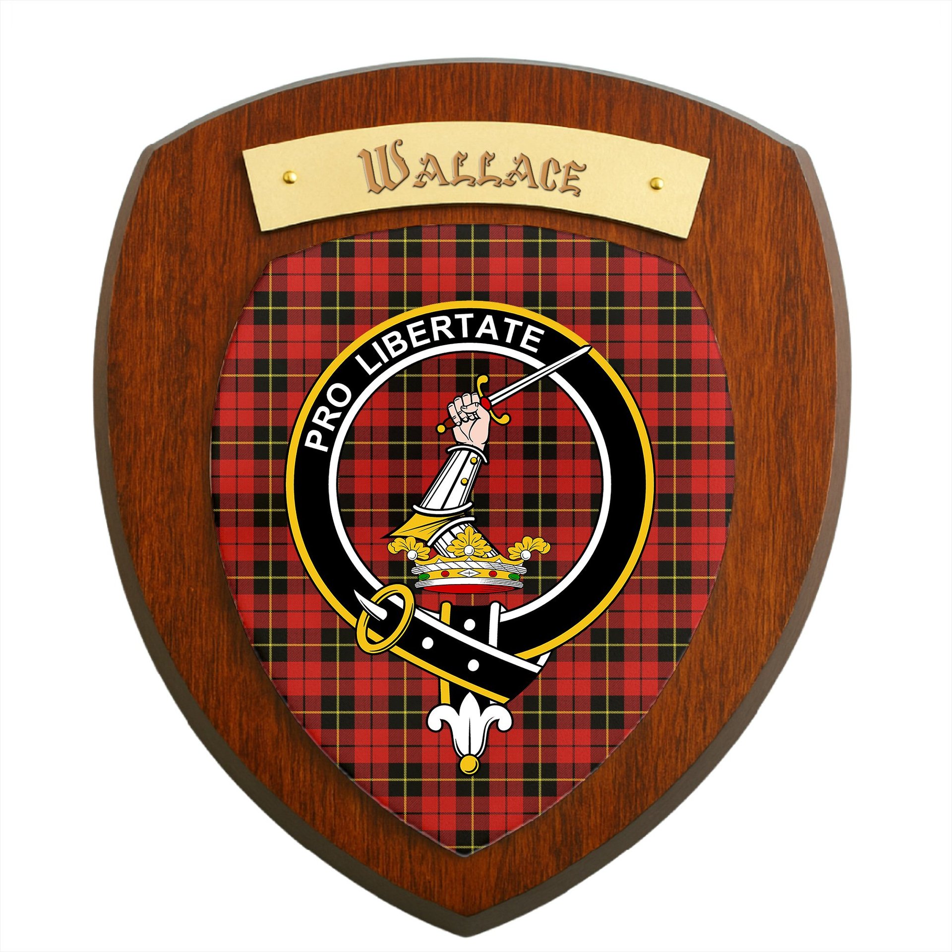 ScotsTee Shop Scottish Wallace Modern Clan Crest Scottish Tartan Wooden Wall Plaque
