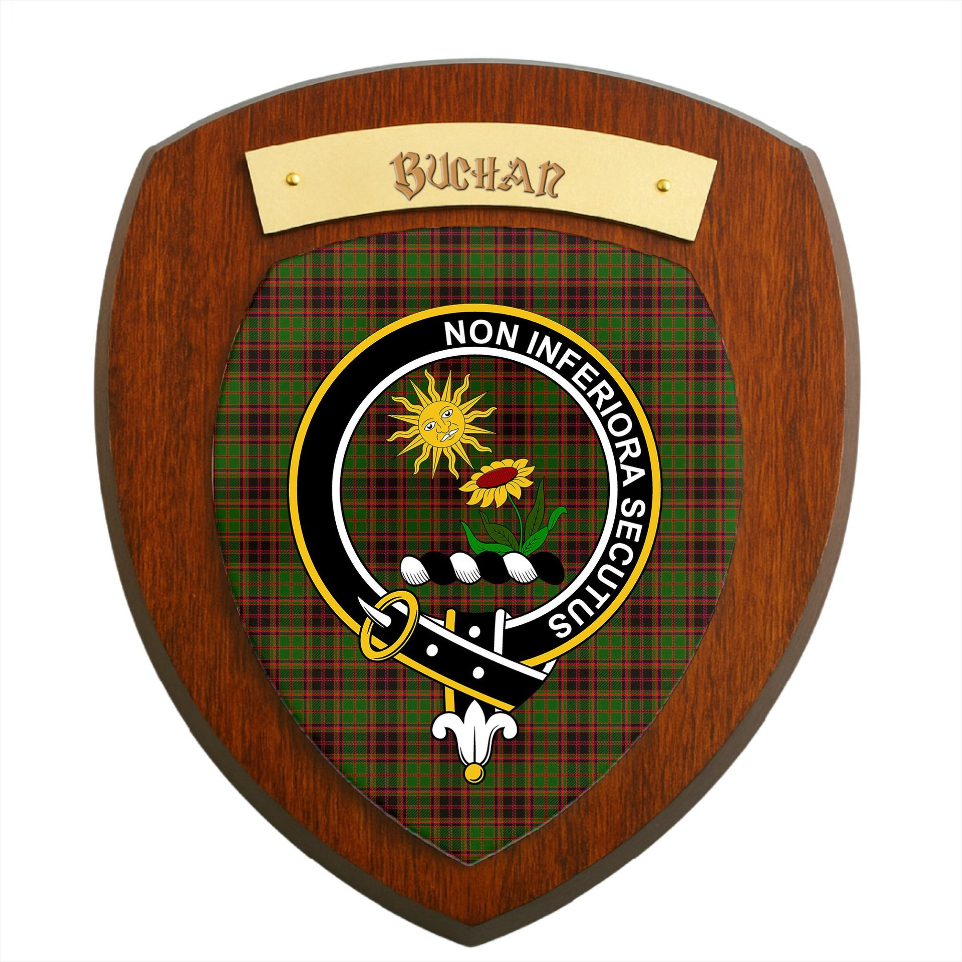 ScotsTee Shop Scottish Buchan Modern Clan Crest Scottish Tartan Wooden Wall Plaque