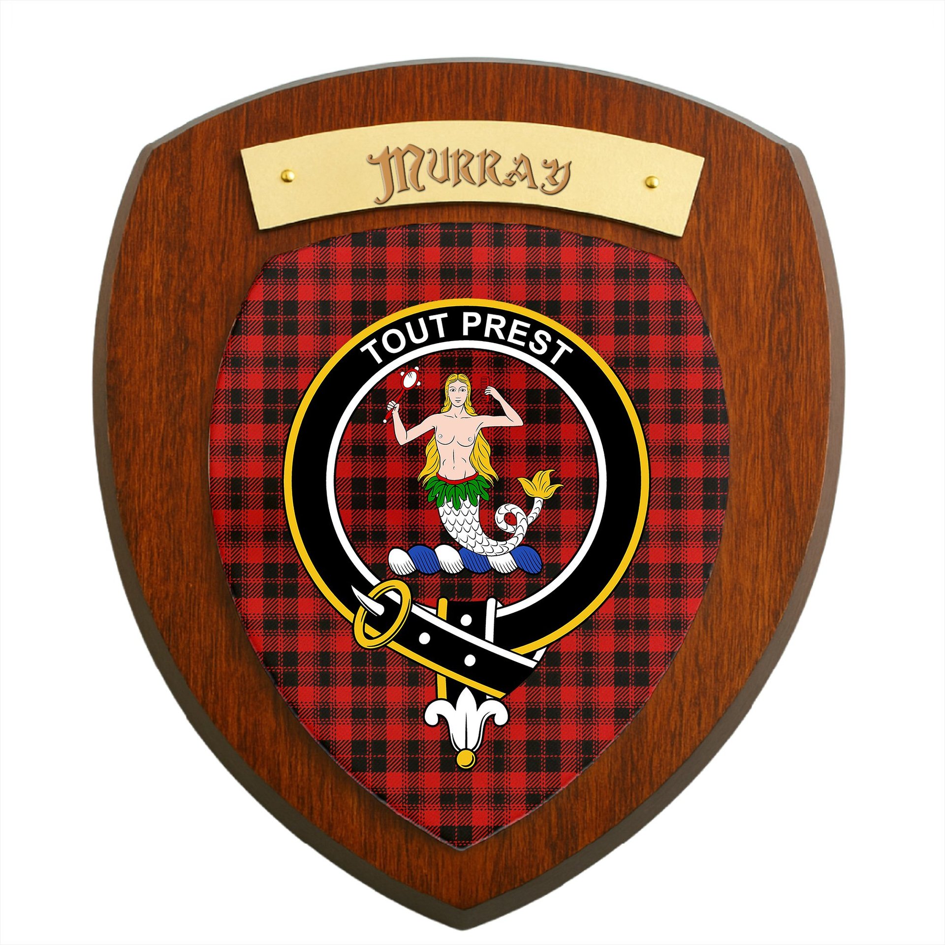 ScotsTee Shop Scottish Murray of Ochtertyre Modern Clan Crest Scottish Tartan Wooden Wall Plaque