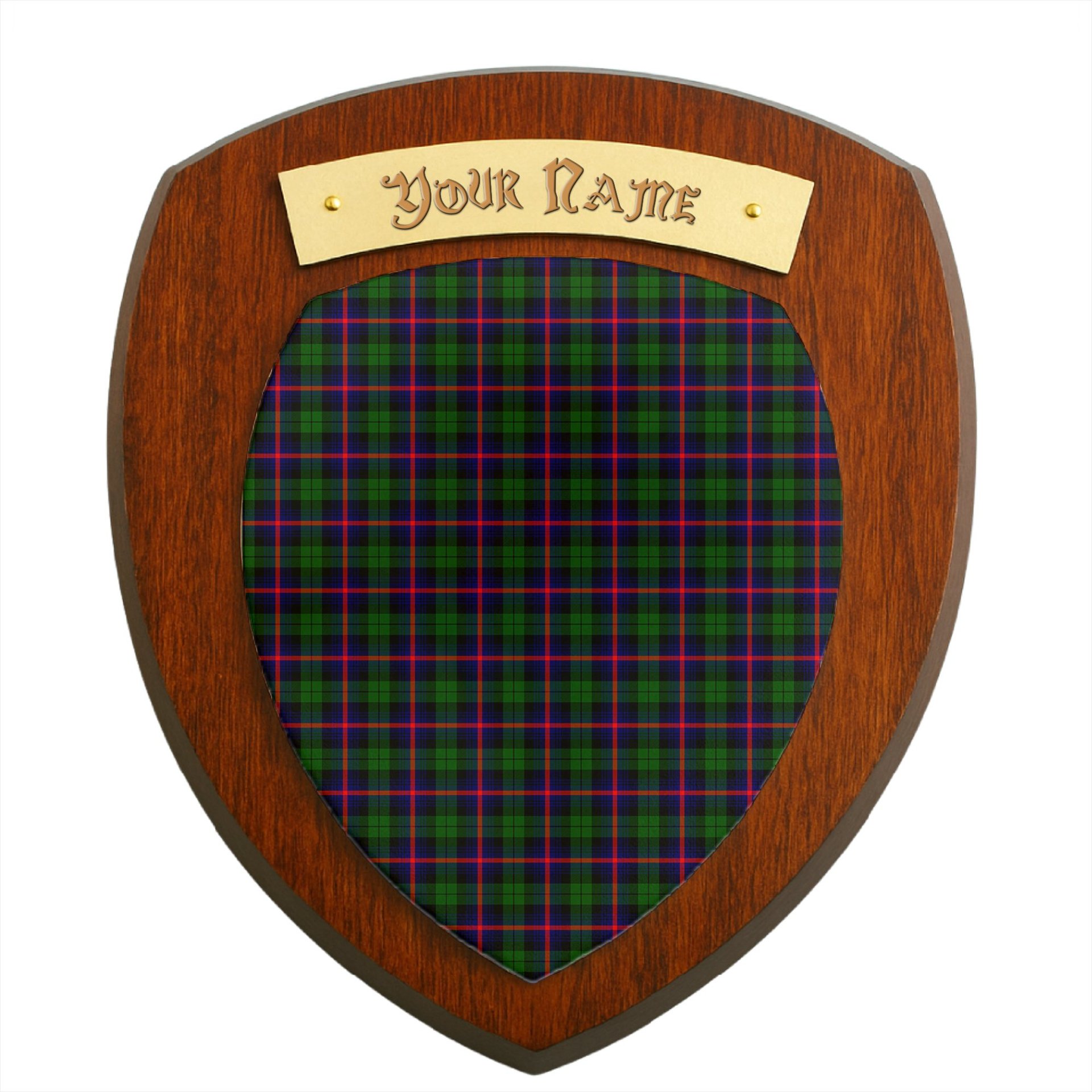 ScotsTee Shop Scottish Urquhart Modern Clan Tartan Wooden Wall Plaque Personalize with Your Name