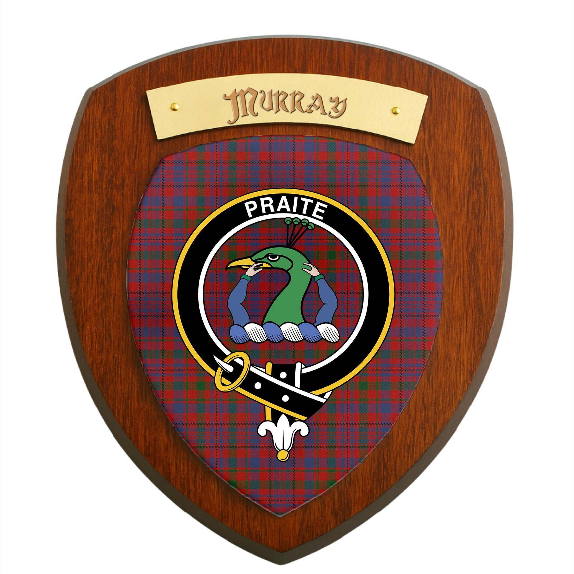 ScotsTee Shop Scottish Murray of Tullibardine Clan Crest Scottish Tartan Wooden Wall Plaque