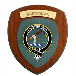 ScotsTee Shop Scottish Carmichael Ancient Clan Crest Scottish Tartan Wooden Wall Plaque