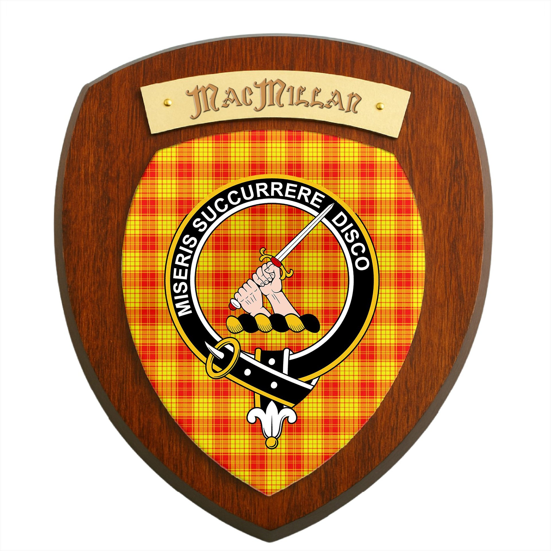 ScotsTee Shop Scottish MacMillan Clan Crest Scottish Tartan Wooden Wall Plaque