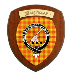 ScotsTee Shop Scottish MacMillan Clan Crest Scottish Tartan Wooden Wall Plaque
