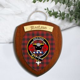 ScotsTee Shop Scottish MacLeod Black and Red Clan Crest Scottish Tartan Wooden Wall Plaque
