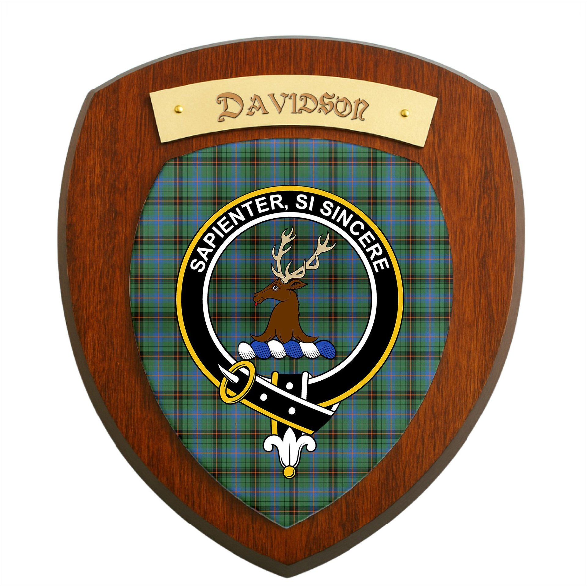 ScotsTee Shop Scottish Davidson Ancient Clan Crest Scottish Tartan Wooden Wall Plaque