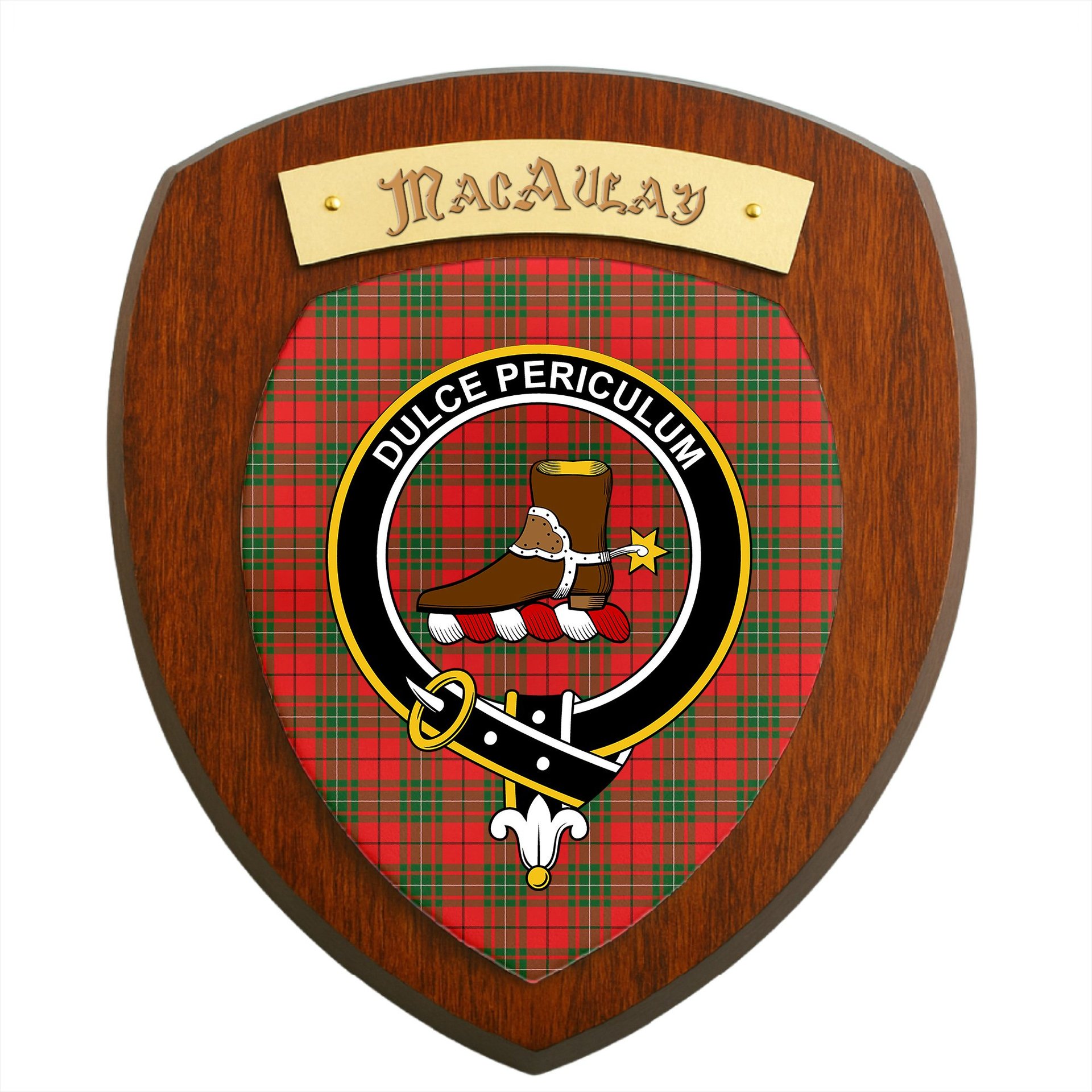 ScotsTee Shop Scottish MacAulay Modern Clan Crest Scottish Tartan Wooden Wall Plaque