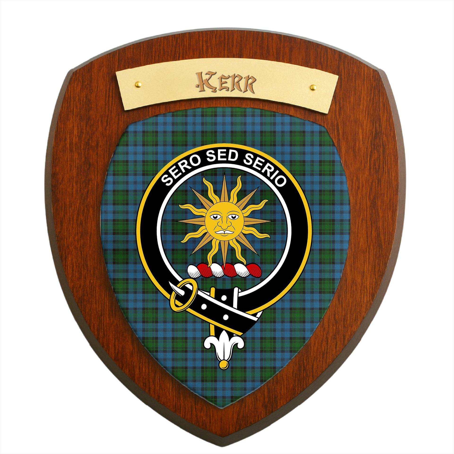 ScotsTee Shop Scottish Kerr Hunting Clan Crest Scottish Tartan Wooden Wall Plaque