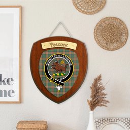 ScotsTee Shop Scottish Pollock Clan Crest Scottish Tartan Wooden Wall Plaque