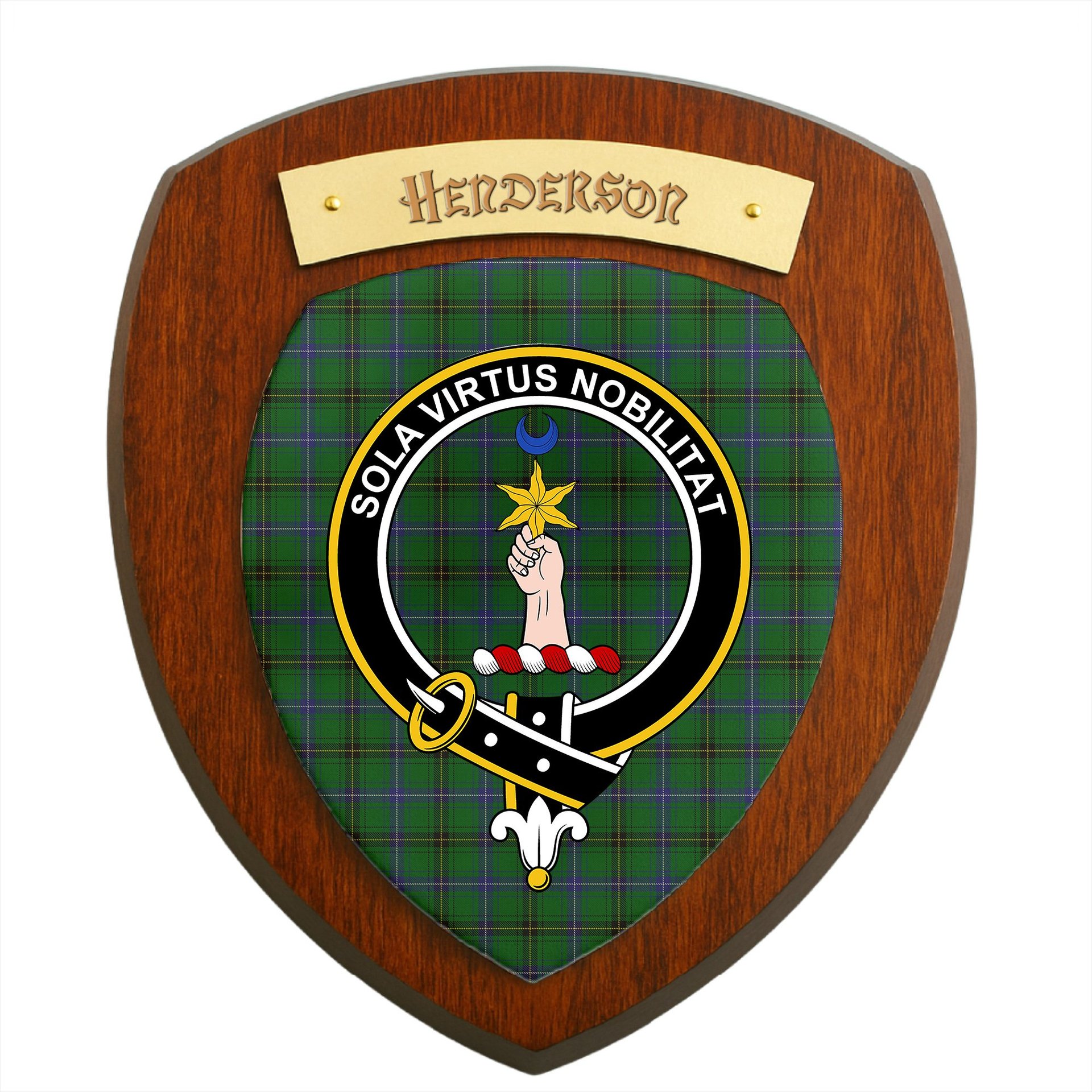 ScotsTee Shop Scottish Henderson Clan Crest Scottish Tartan Wooden Wall Plaque