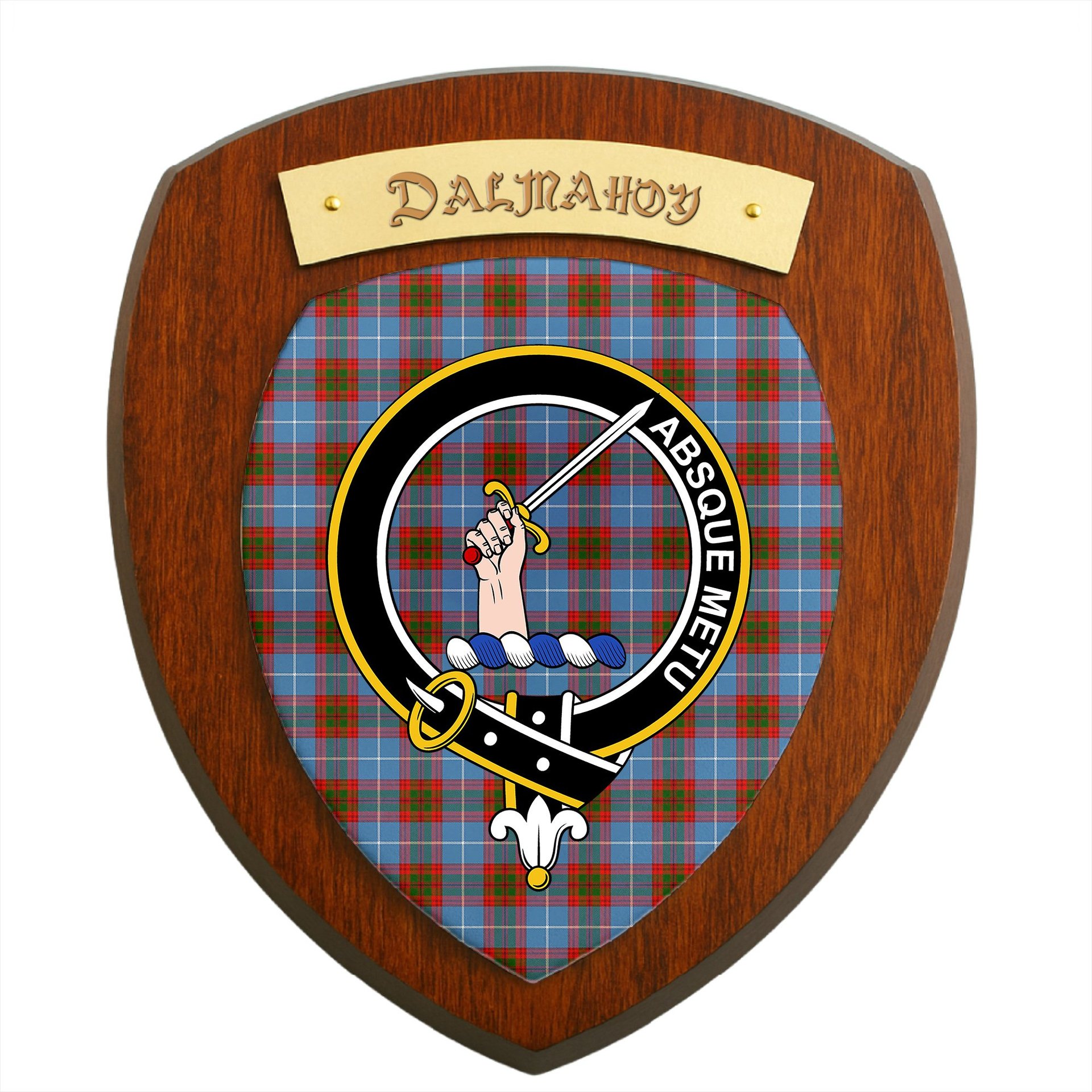 ScotsTee Shop Scottish Dalmahoy Clan Crest Scottish Tartan Wooden Wall Plaque