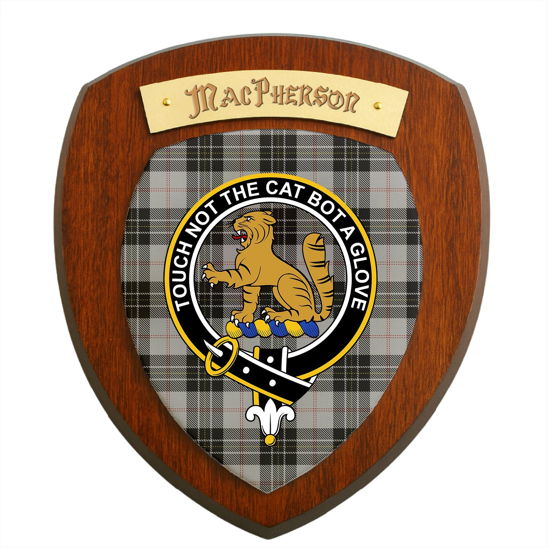 ScotsTee Shop Scottish MacPherson Dress Clan Crest Scottish Tartan Wooden Wall Plaque