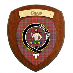 ScotsTee Shop Scottish Shaw Red Modern Clan Crest Scottish Tartan Wooden Wall Plaque
