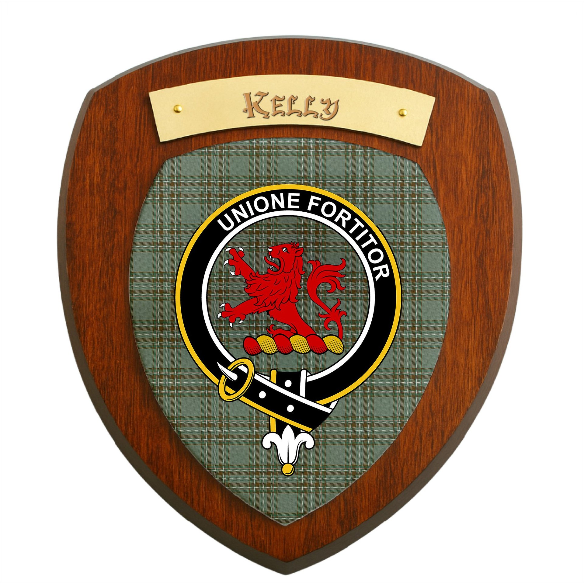 ScotsTee Shop Scottish Kelly Dress Clan Crest Scottish Tartan Wooden Wall Plaque