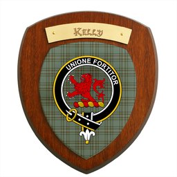 ScotsTee Shop Scottish Kelly Dress Clan Crest Scottish Tartan Wooden Wall Plaque