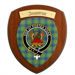 ScotsTee Shop Scottish Johnston Ancient Clan Crest Scottish Tartan Wooden Wall Plaque