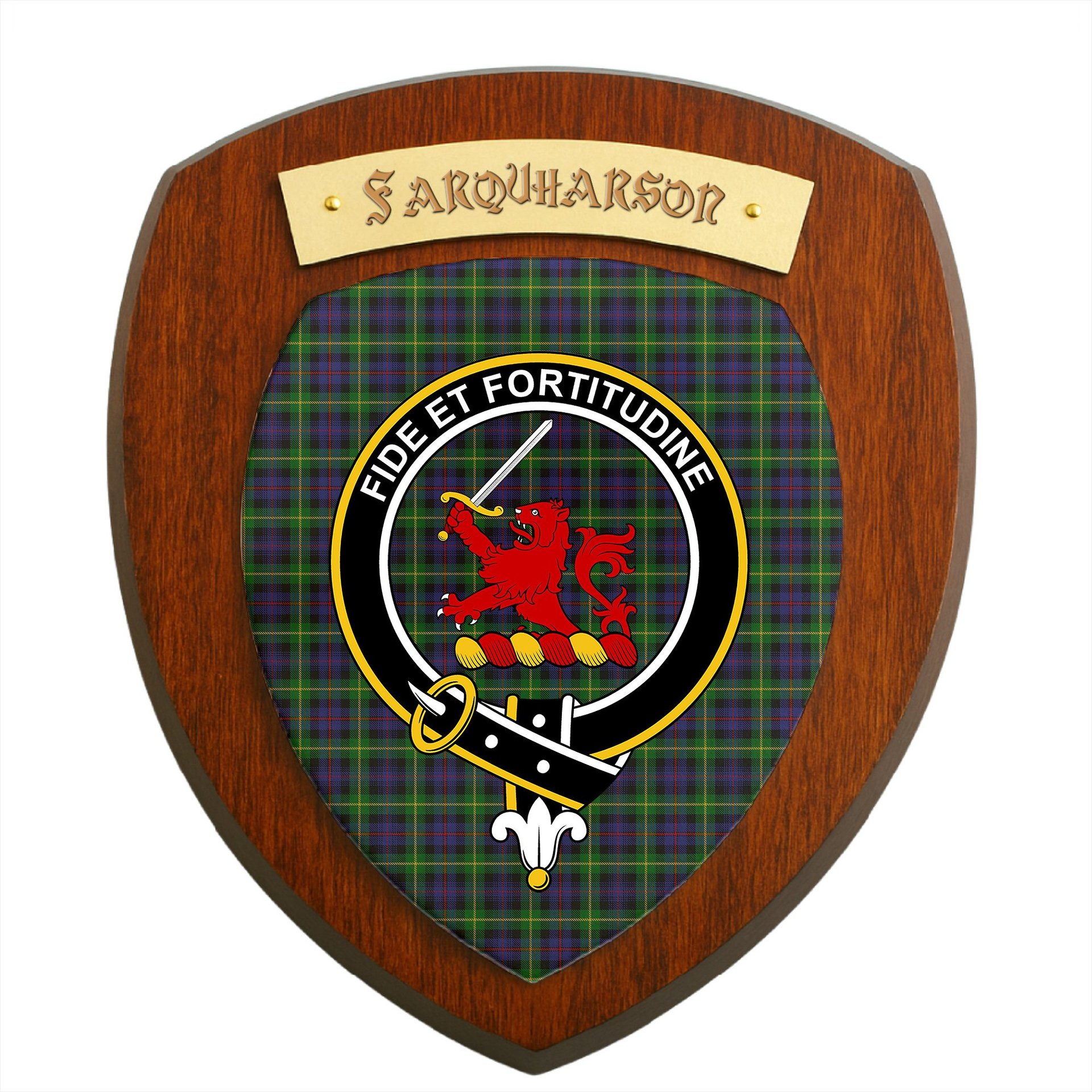 ScotsTee Shop Scottish Farquharson Clan Crest Scottish Tartan Wooden Wall Plaque
