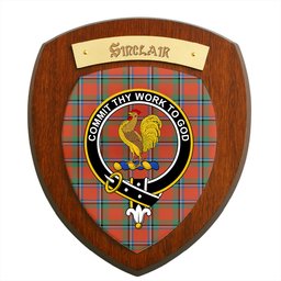 ScotsTee Shop Scottish Sinclair Ancient Clan Crest Scottish Tartan Wooden Wall Plaque