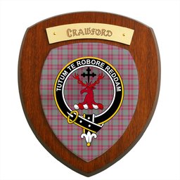 ScotsTee Shop Scottish Crawford Ancient Clan Crest Scottish Tartan Wooden Wall Plaque