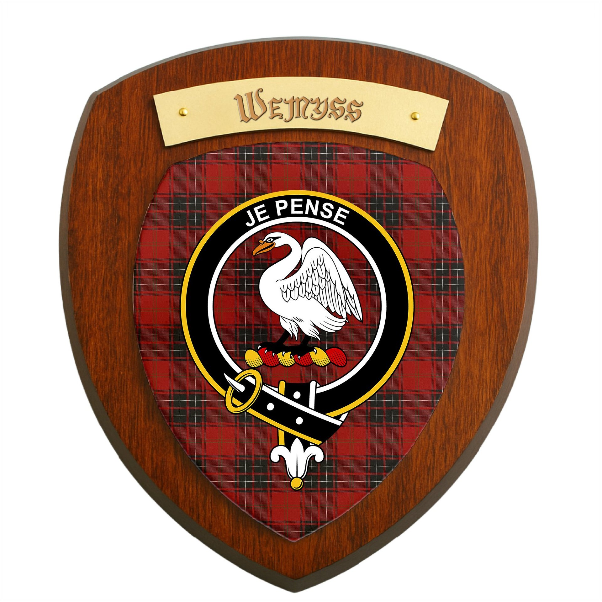 ScotsTee Shop Scottish Wemyss Clan Crest Scottish Tartan Wooden Wall Plaque