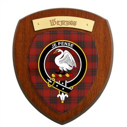 ScotsTee Shop Scottish Wemyss Clan Crest Scottish Tartan Wooden Wall Plaque