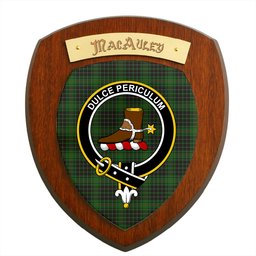 ScotsTee Shop Scottish MacAuley Hunting Clan Crest Scottish Tartan Wooden Wall Plaque