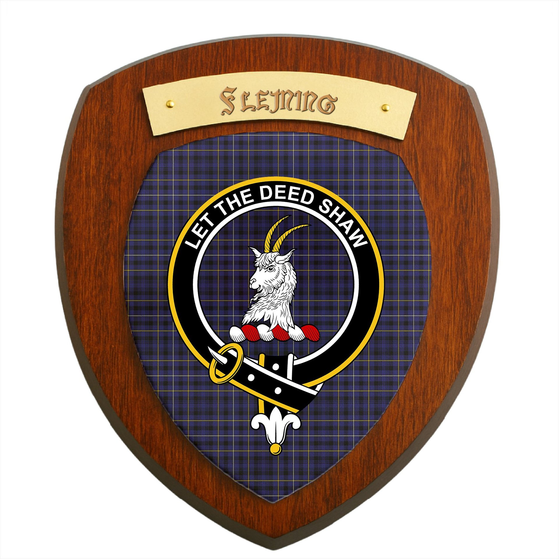 ScotsTee Shop Scottish Fleming Clan Crest Scottish Tartan Wooden Wall Plaque