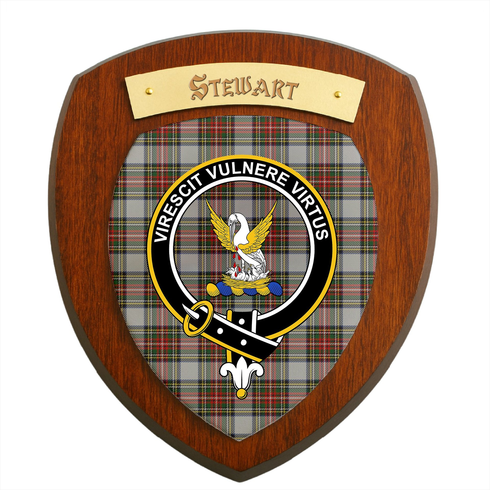 ScotsTee Shop Scottish Stewart Dress Clan Crest Scottish Tartan Wooden Wall Plaque