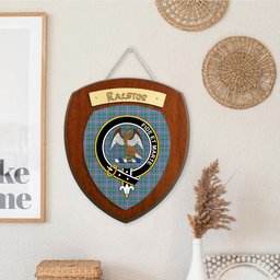ScotsTee Shop Scottish Ralston Clan Crest Scottish Tartan Wooden Wall Plaque