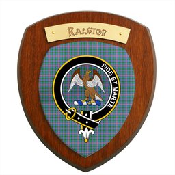 ScotsTee Shop Scottish Ralston Clan Crest Scottish Tartan Wooden Wall Plaque