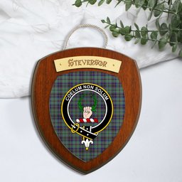 ScotsTee Shop Scottish Stevenson Clan Crest Scottish Tartan Wooden Wall Plaque