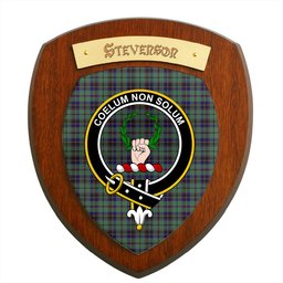 ScotsTee Shop Scottish Stevenson Clan Crest Scottish Tartan Wooden Wall Plaque