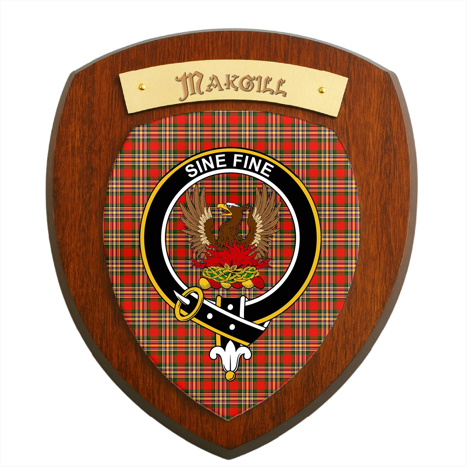 ScotsTee Shop Scottish MakGill Modern Clan Crest Scottish Tartan Wooden Wall Plaque