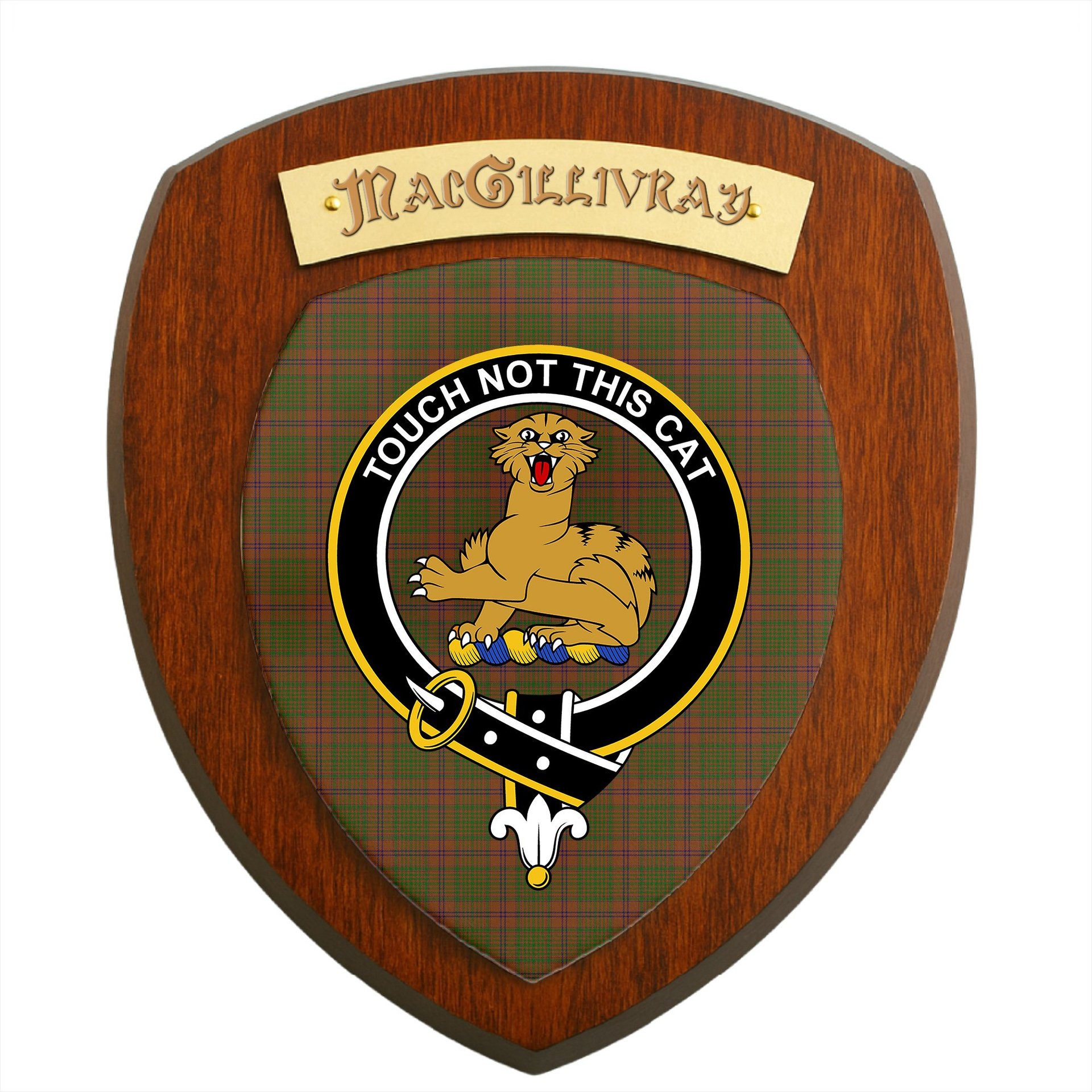 ScotsTee Shop Scottish MacGillivray Hunting Clan Crest Scottish Tartan Wooden Wall Plaque