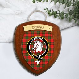 ScotsTee Shop Scottish Dunbar Modern Clan Crest Scottish Tartan Wooden Wall Plaque