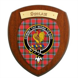 ScotsTee Shop Scottish Sinclair Modern Clan Crest Scottish Tartan Wooden Wall Plaque