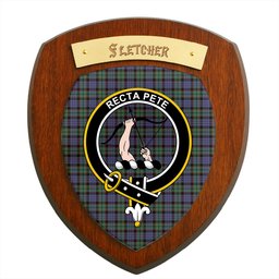 ScotsTee Shop Scottish Fletcher Modern Clan Crest Scottish Tartan Wooden Wall Plaque