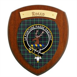 ScotsTee Shop Scottish Rollo Hunting Clan Crest Scottish Tartan Wooden Wall Plaque