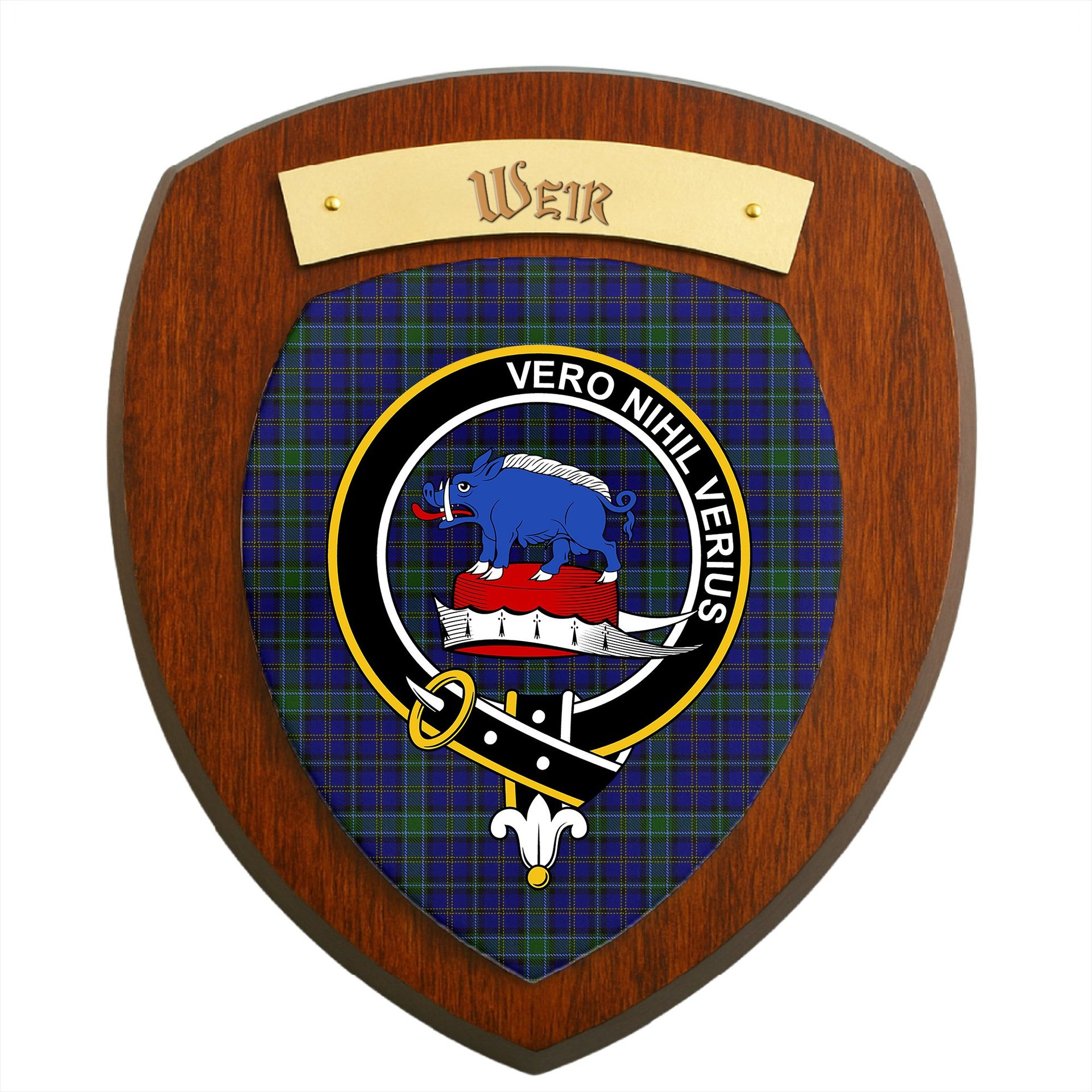 ScotsTee Shop Scottish Weir Clan Crest Scottish Tartan Wooden Wall Plaque