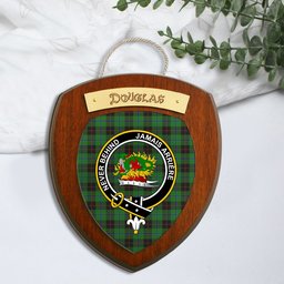 ScotsTee Shop Scottish Douglas Black Clan Crest Scottish Tartan Wooden Wall Plaque