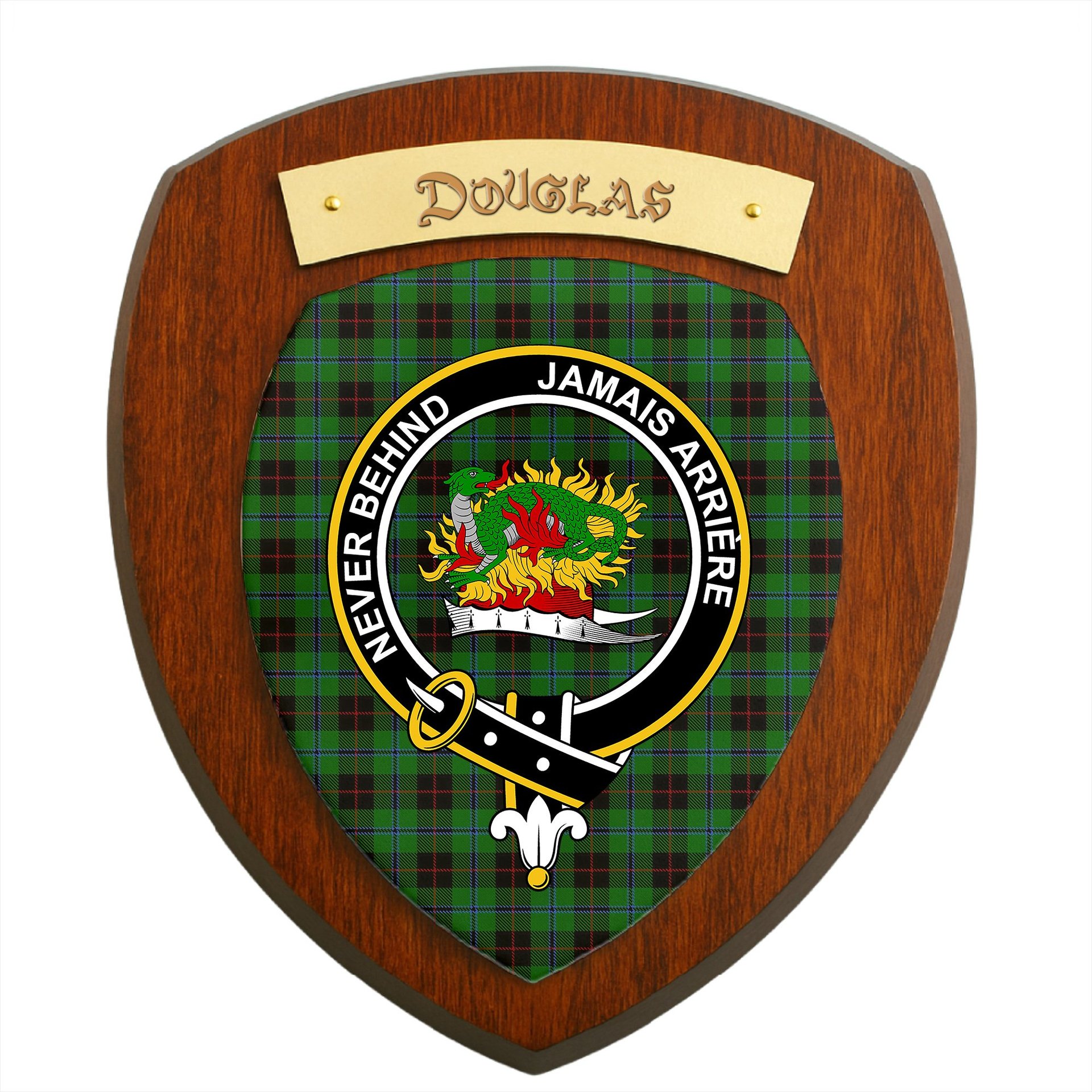 ScotsTee Shop Scottish Douglas Black Clan Crest Scottish Tartan Wooden Wall Plaque