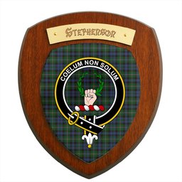 ScotsTee Shop Scottish Stephenson Hunting Clan Crest Scottish Tartan Wooden Wall Plaque