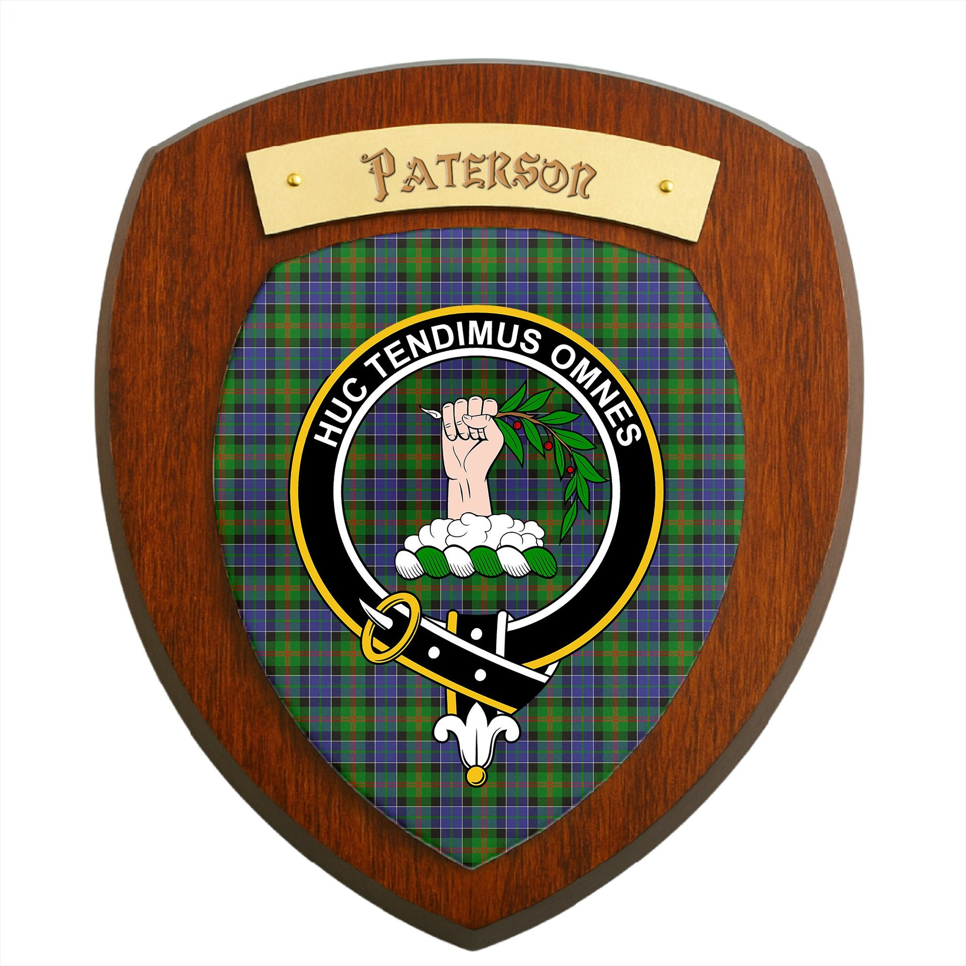 ScotsTee Shop Scottish Paterson SC Clan Crest Scottish Tartan Wooden Wall Plaque