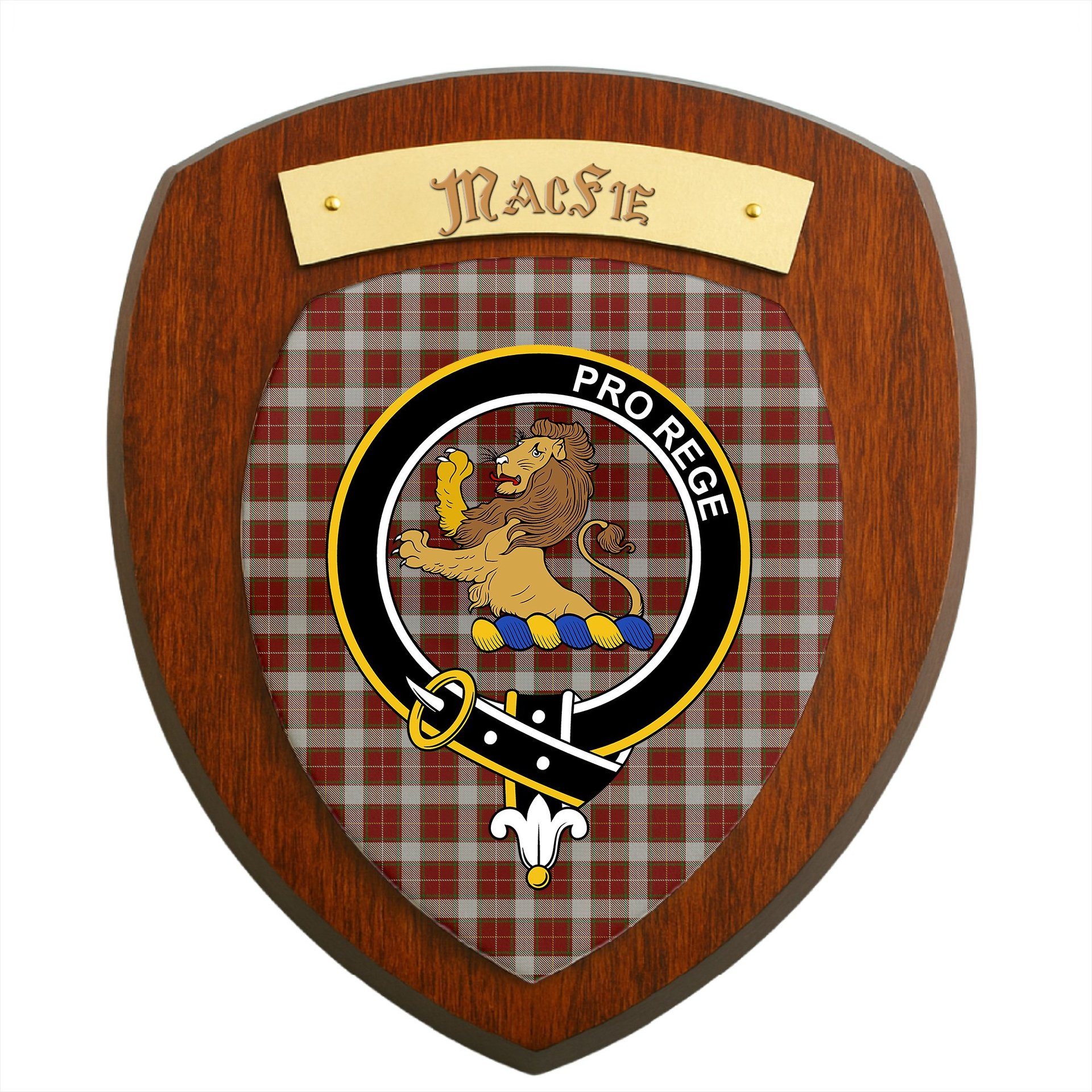ScotsTee Shop Scottish MacFie Dress Clan Crest Scottish Tartan Wooden Wall Plaque