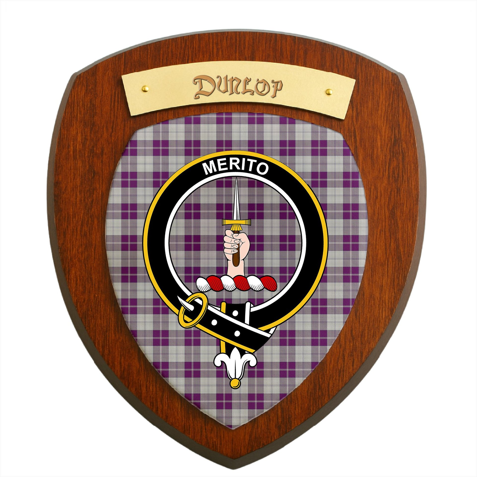 ScotsTee Shop Scottish Dunlop Dress Clan Crest Scottish Tartan Wooden Wall Plaque