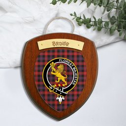 ScotsTee Shop Scottish Brown Modern Clan Crest Scottish Tartan Wooden Wall Plaque