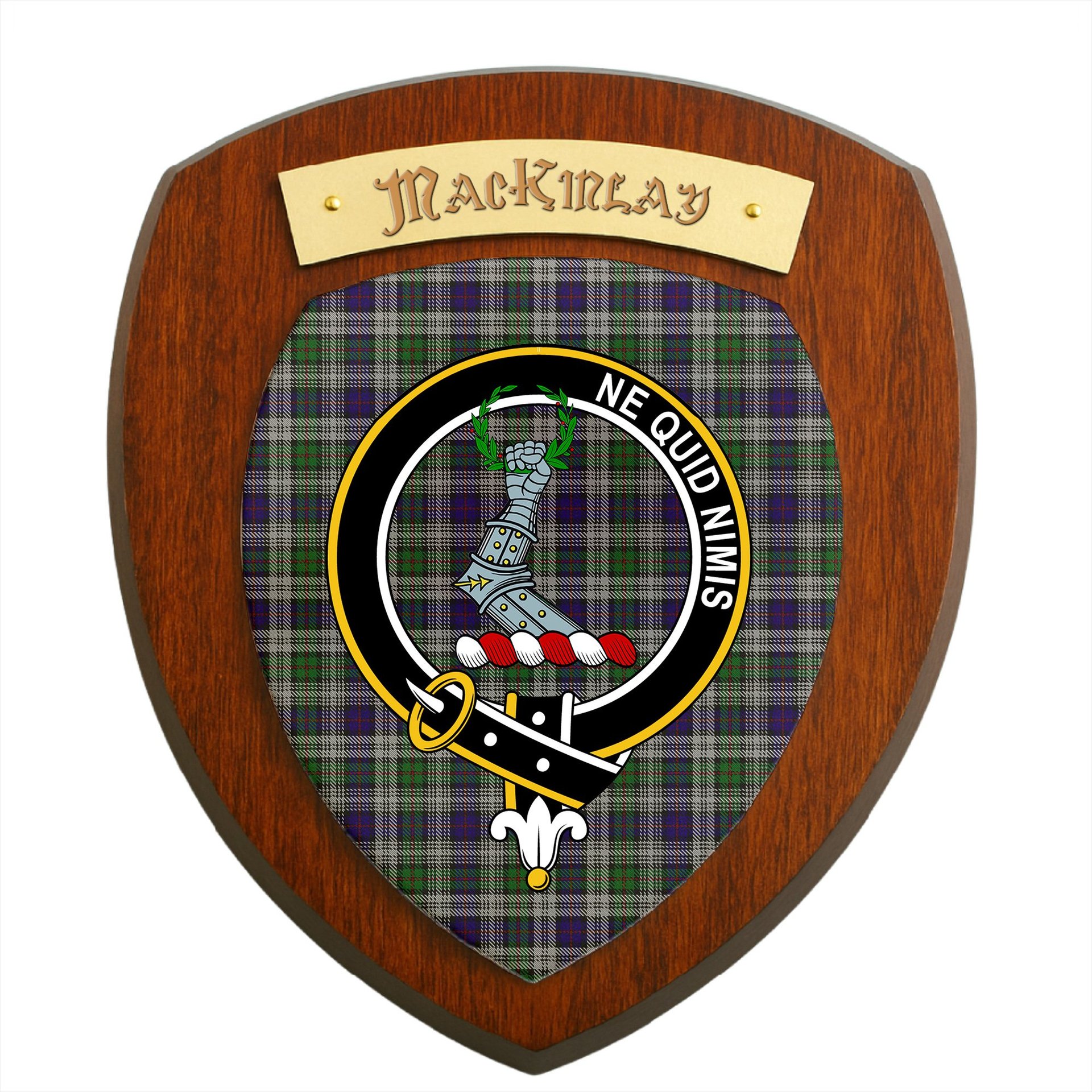 ScotsTee Shop Scottish MacKinlay Dress Clan Crest Scottish Tartan Wooden Wall Plaque