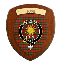 ScotsTee Shop Scottish Kerr Clan Crest Scottish Tartan Wooden Wall Plaque